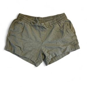 Olive Green Linen Shorts